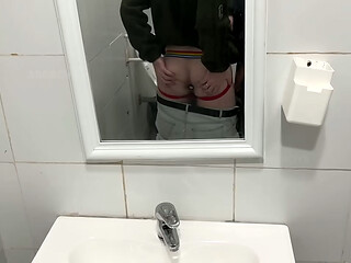 Sucking Big Cock in Public Bathroom