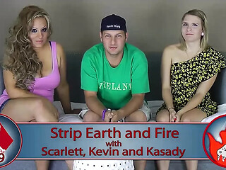 Three hot players compete in a steamy Earth and Fire strip game.