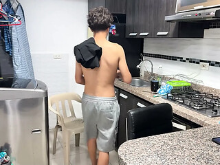 While my boyfriend's cuckold is outside my stepbrother comes into my room to fuck me and cum inside me