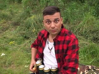 Camping trip fuck with a submissive girl with curly hair