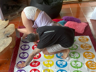 A Strip Twister game with Amelia and Lucas
