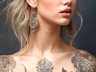 Artistic Nude of a Beautiful Young Woman with Living Tattoos Whispering in Forgotten Tongues Surreal Ai Slideshow
