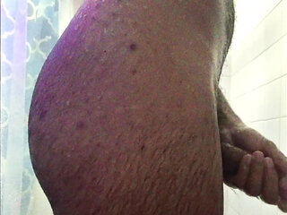 Wanking My Big Hairy Dick In Hot Shower