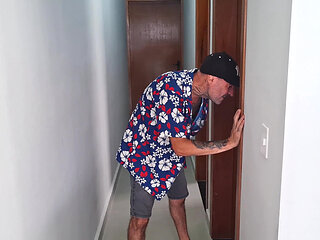 Old Man Chases Young Girl and Fucks Her in the Bathroom