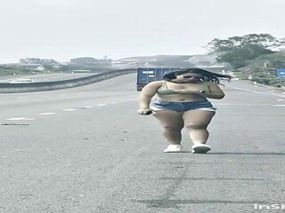 Latina Teen Lures Truck Drivers on the Highway