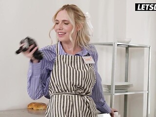Sensual lesbian affair in the kitchen