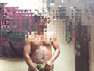 I am a Bangladeshi sexy boy, I love to masturbate so I finished masturbating while getting wet in the rain water.