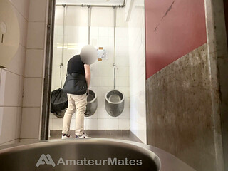 Amateur Straight Boy Trying to Get Caught at Public Urinal