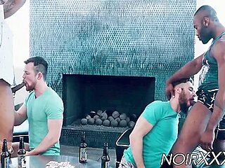 Black Studs Fuck With Their Hairy Loves In A Wild Foursome