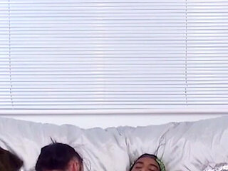 Skinny teen Alessa Savage wakes up black boyfriend with a huge cock and wants to be fucked