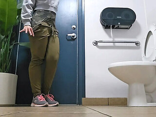 Nerdy Faery Pissing In Public Toilet Close-Up - Petite Canadian Babe With Colored Hair
