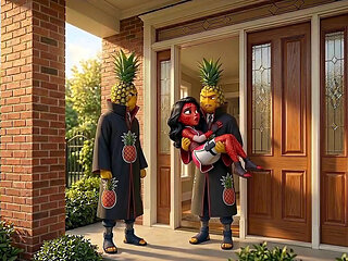 Fruit Series: Episode 3 - Cute Strawberry Girl and Pineapple Girl Sharing Sensual Ai Hentai