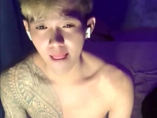 Filipino Inked Horny Twink Teasing and Masturbating Until He Cums