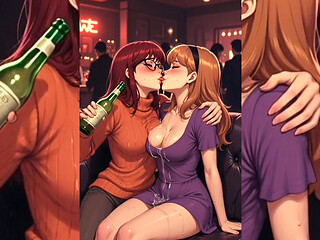 Ai Toon Lesbian Super Sluts - Tongue Kissing Humping Group Softcore