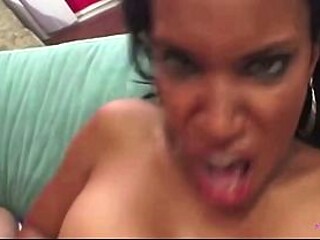 Tall ebony beauty gagged by huge black cock