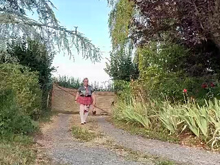 Dressed in a little plaid skirt for a night out