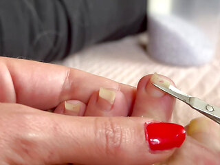Long Toenails clipping closeup foot fetish