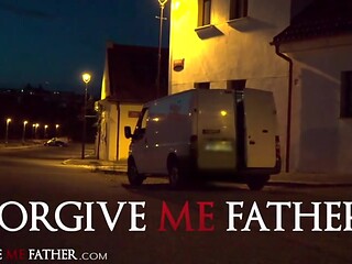 Forgive Me Father - Ebony wife with Huge natural tits takes cock in her ass in front of cuck husband