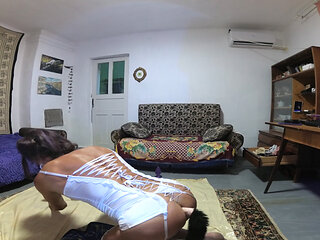 Sissy in White at Home