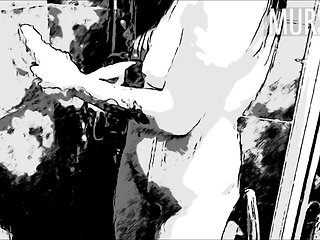 Cartoon  girl with dildo in shower...