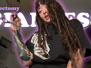 The Nauthy Giantess Performs a Penectomy on You and Devours