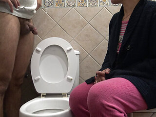 perverted mom watching her stepson piss in front of her