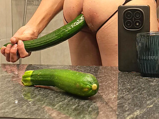 Wet fun with natural dildos