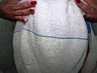 POV Towel Strip: Worshipping Her Hairy Bush & Milking Natural Tits