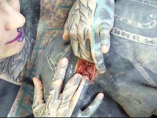 Inked babe Anuskatzz fists Lily Lus ass