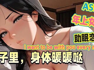 The gentle woman of the year speaks and kisses in your ear