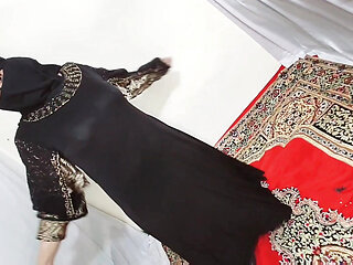 Arabic Sexy Hot Girl Wearing Black Hijab in House Doing Sensual Dance, Desi Indian Slut Amrozia Shaking Tits and Ass on Arabic M