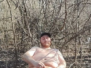 Fat autistic guy jerks & cums in forest pt. 9