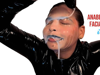 Filthy Fantasy After Dark: Cum Exploding on the Face of a Wild Latina in Latex.
