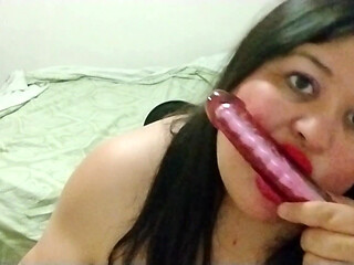 Bridivine Obsessed with Sucking on Her Big Dildo