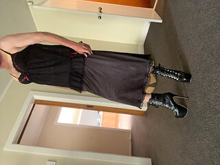 Black slip lingerie new high heels