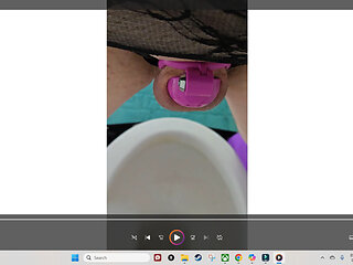Peeing in chastity while standing up then sitting down afterwards is some chastity teasing