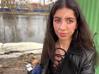 Cum on a Girl's Face so She Could Walk Through the Park Covered in Sperm and ...
