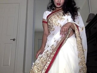 Hot Desi Babe Maya Rati Strips Saree & Fingers Hairy Pussy - Hardcore Sex