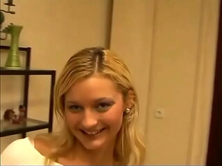 Cock-loving blonde sucks and gags on a hard shaft