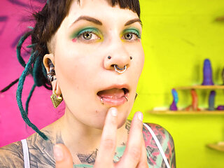 Tattooed Alt Girl Tests Z-Filmz Toywall Deep Pussy & Anal Toy Fucking