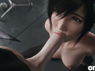 Yuffie Kisaragi (Final Fantasy 7) Big Dick Sloppy Blowjob - Messy 3D Animation [Full Nude Version]