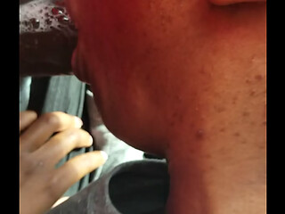 Getting ebony head in the car. Came in her mouth!