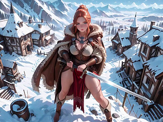 Forbidden Leather Armor Seduction in Medieval Village. Cold Queen Unzips Her Gear & Goes Wild!