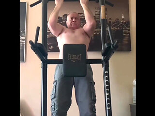 Fit Old Man Masturbating After Workout