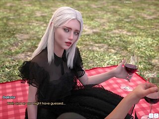 Hot blonde with big boobs in an erotic visual novel