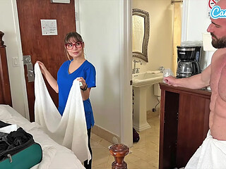 Danny Steele In The Naughty Hotel Maid And The Thick Cock Surprise: Towel Drop Cum On Tits And Creampie For 5 Bucks