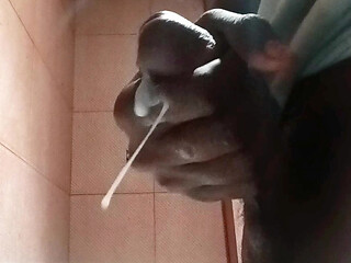 Bathroom  cum droped and dick masturbation solo very hard and big cum shorts