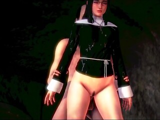 Virtual Reality V-girl Nun gets tied up in a BDSM scenario involving rope