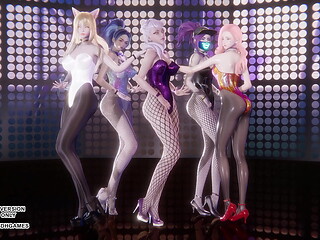 [MMD] EXID - Up &amp_ Down Ahri Akali Kaisa Evelynn Seraphine Hot Kpop Dance League Of Legends Hentai