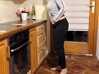 Amateur Blonde Mature Wife Enjoys Feet Worship and Sex in a Kitchen